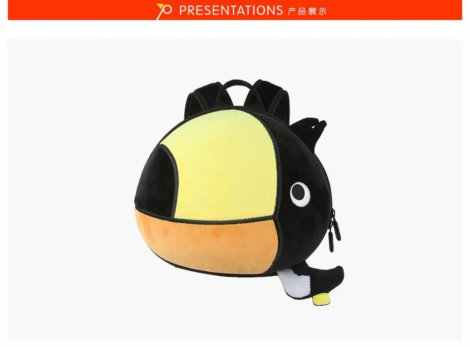 2021 New Design Backpack, Kids Toucan Backpack, Plush Children Back, 3D Kids Bag