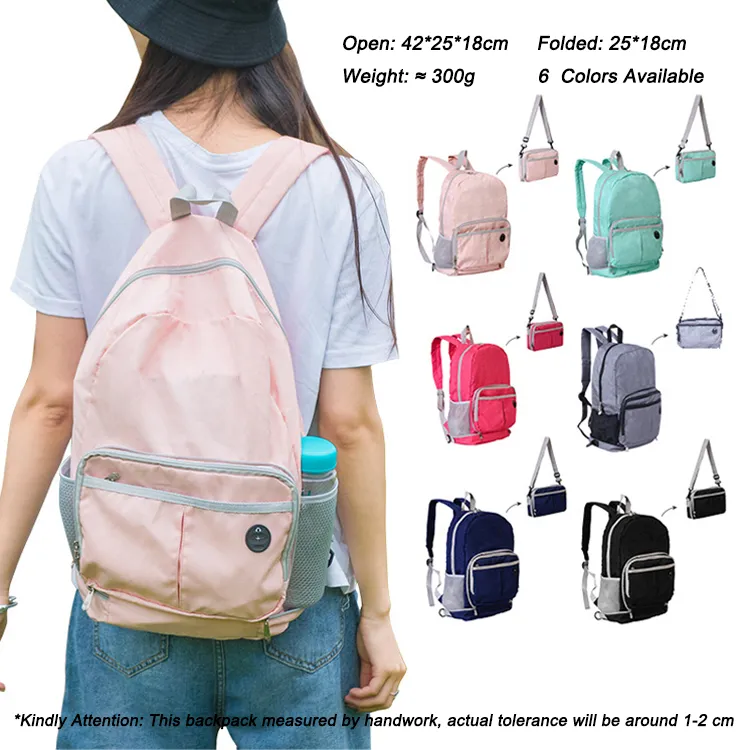 20L Large Capacity Lightweight Foldable Waterproof Backpack Factory, Custom Printed Traveling Hiking Foldable Backpack for Wholesale