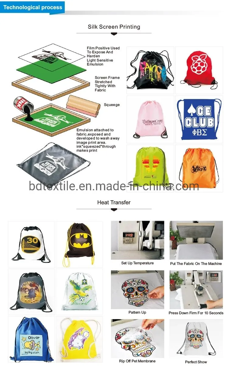 420d Mixed Color Promotional Polyester Waterproof Drawstring Backpack Bag