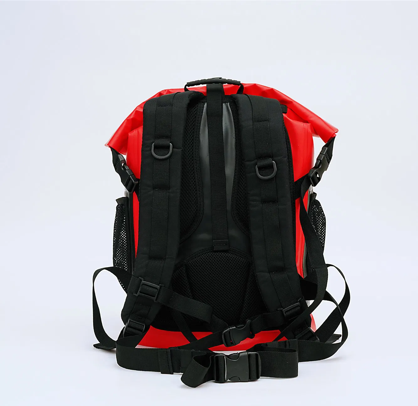 500d PVC Tarpaulin Fashion Waterproof Bag 30L Capacity Hiking Bag Backpack Roll-Top Closure Waterproof Zipper Pocket and Mesh Bags