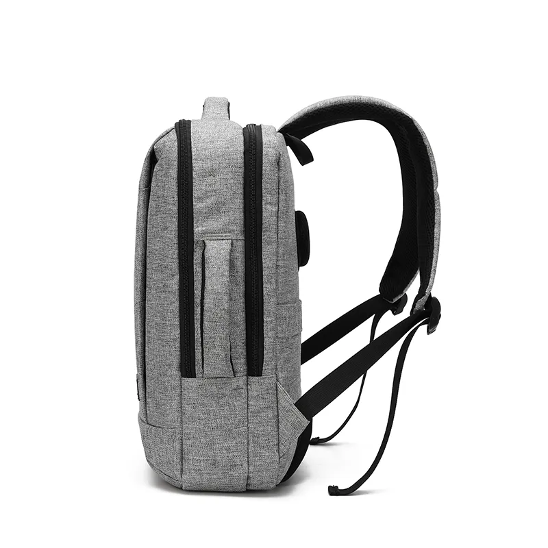 7 Days Sample Backpack Factory Custom Laptop Backpack Grey Color USB Charger Travel Bag