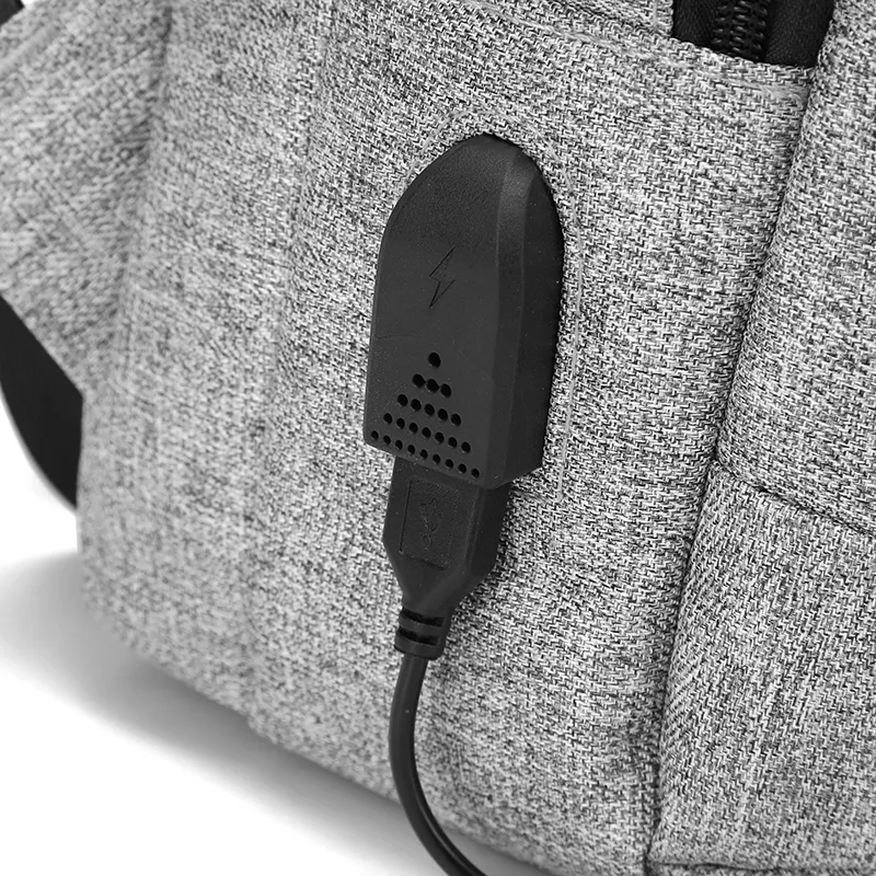 7 Days Sample Backpack Factory Custom Laptop Backpack Grey Color USB Charger Travel Bag