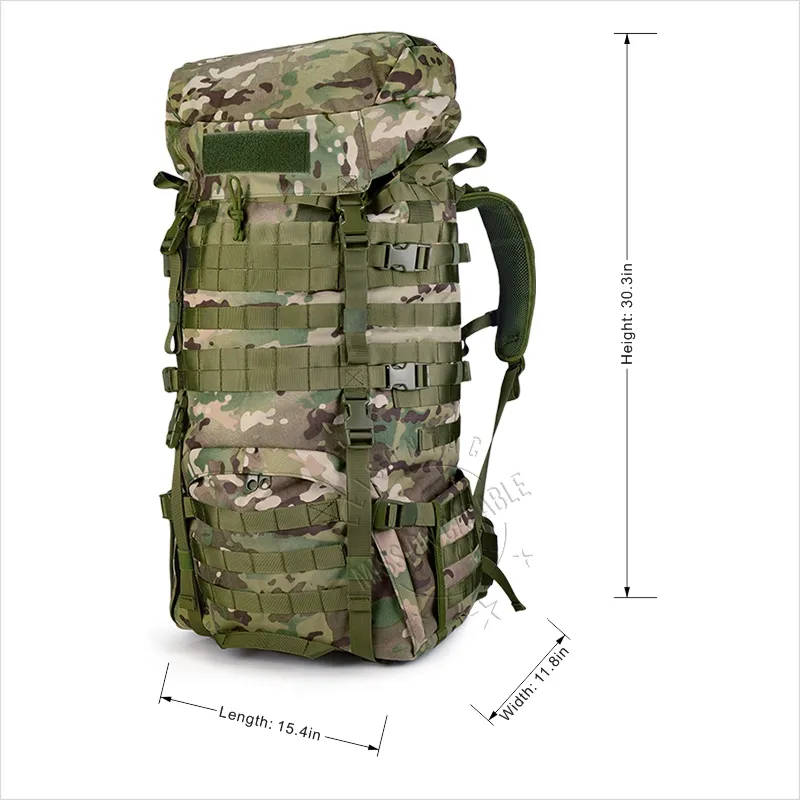 80L Military Outdoor Travelling Hiking Camouflage Backpack