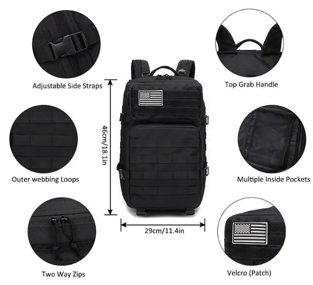 900d Oxford Military Style Tactical Backpack, Tactical Bag Molle Pouch Assault Pack Combat Backpack Trekking Bag