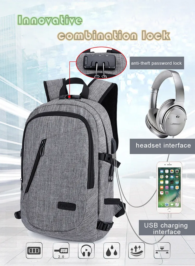 Bag Travel Anti-Theft Backpack Bag Notebook Bag Travel Men with USB Charge