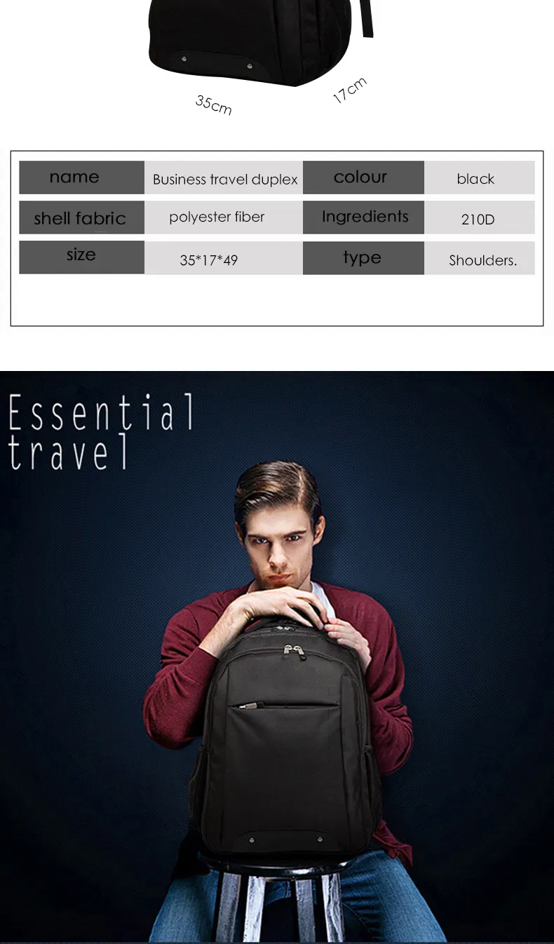 Black Men′ S Backpacks Large Capacity Laptop Notebook Rucksack Women Business Back Pack Bag
