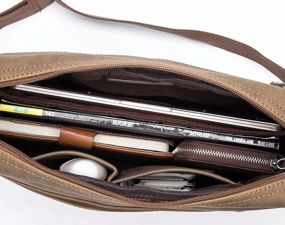 Business Men Leather Briefcase Messenger Bag