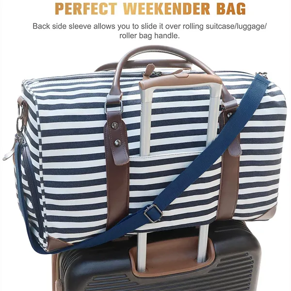Canvas Leather Duffle Bag Overnight Travel Carry on Tote Bag