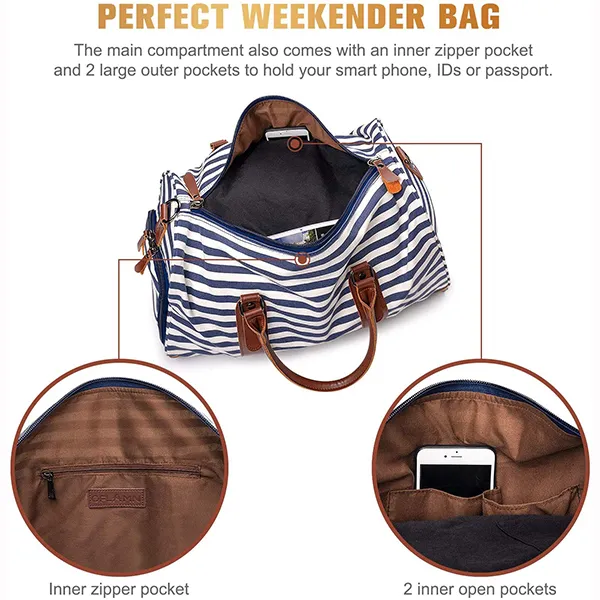 Canvas Leather Duffle Bag Overnight Travel Carry on Tote Bag