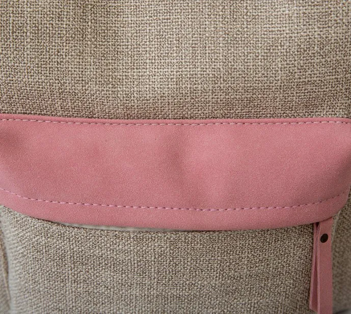 China Factory Wholesale New Simple Style Preppy Girl Linen High Women Middle School Backpack