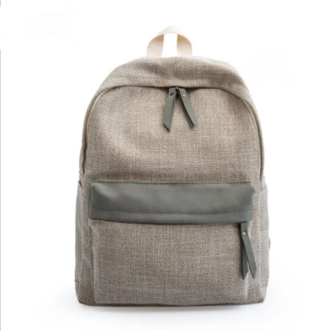China Factory Wholesale New Simple Style Preppy Girl Linen High Women Middle School Backpack