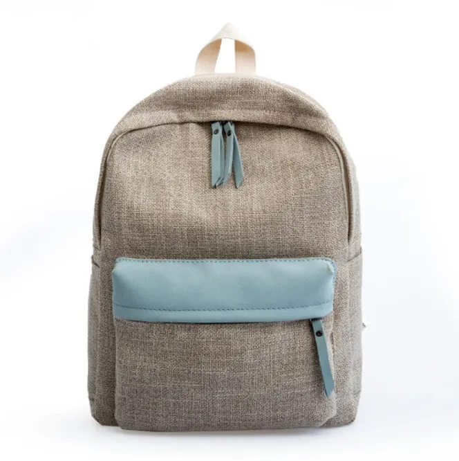 China Factory Wholesale New Simple Style Preppy Girl Linen High Women Middle School Backpack