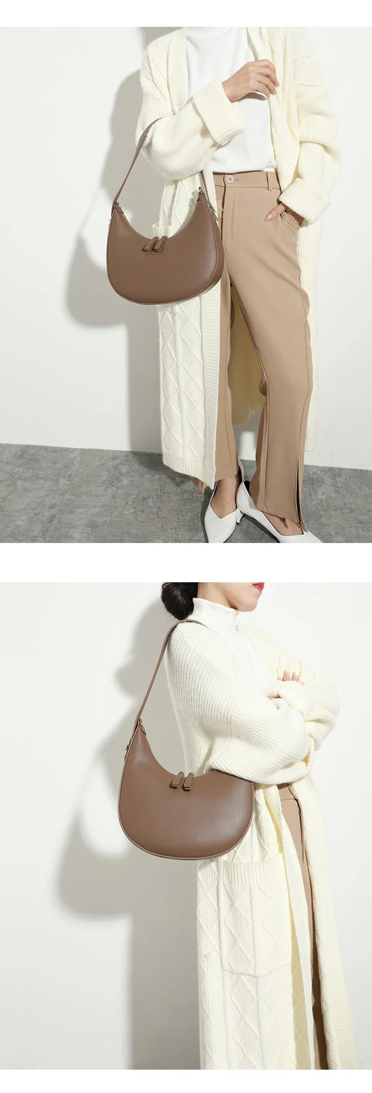 Classic Women Shoulder Bag Office Lady Double Zipper Lady Fashion Hobo