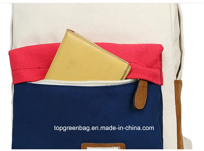 Contrast Color Casual Stripes Waterproof Canvas School Backpack Bags Wholesale