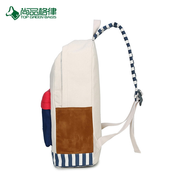 Contrast Color Casual Stripes Waterproof Canvas School Backpack Bags Wholesale