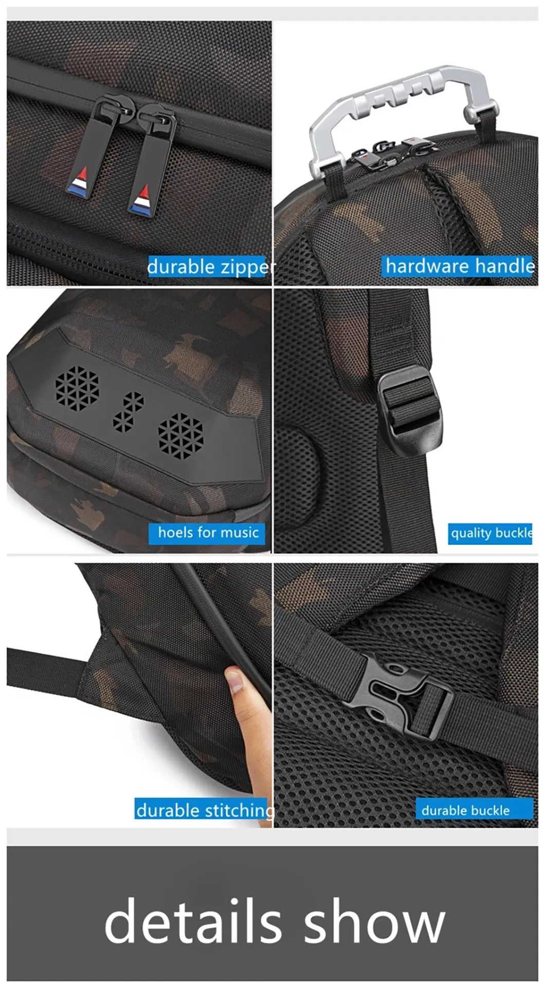 Custom Backpack with Music Speaker Singing Waterproof and Shaped Anti Theft Travelling Shoulder Bag