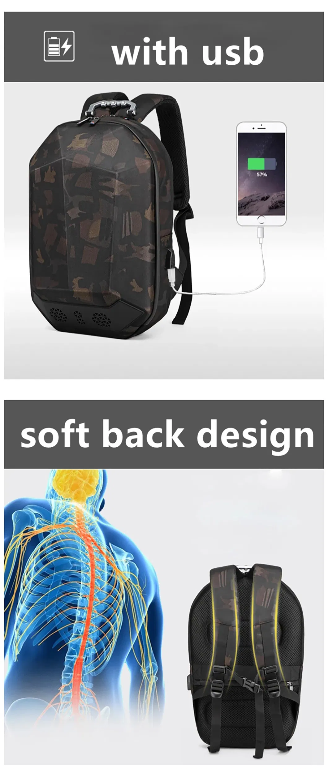 Custom Backpack with Music Speaker Singing Waterproof and Shaped Anti Theft Travelling Shoulder Bag