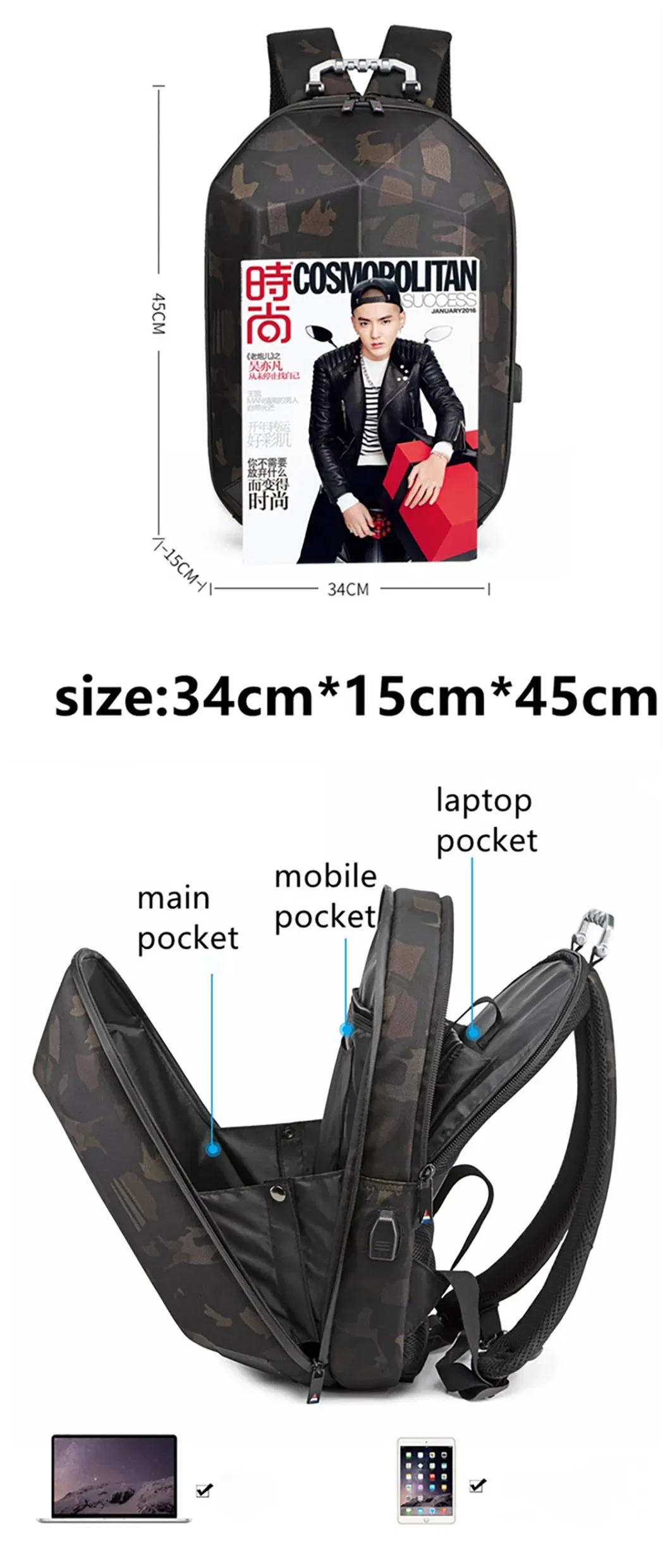 Custom Backpack with Music Speaker Singing Waterproof and Shaped Anti Theft Travelling Shoulder Bag