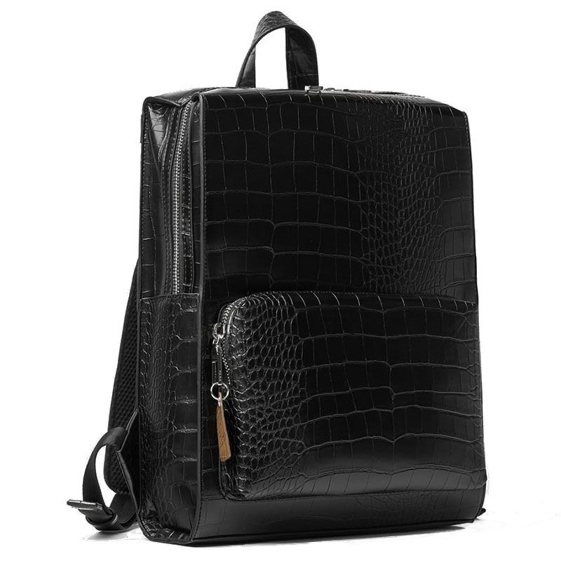 Custom Black Alligator PU Leather School Bags Waterproof Laptop Crocodile Men Backpacks Duffel Bags