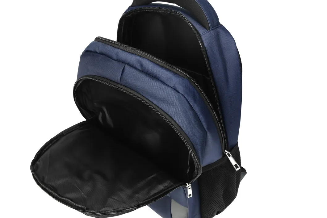 Customize Logo Blue Black Oxford Cloth Nylon Polyester Backpack for Travelling Promotion