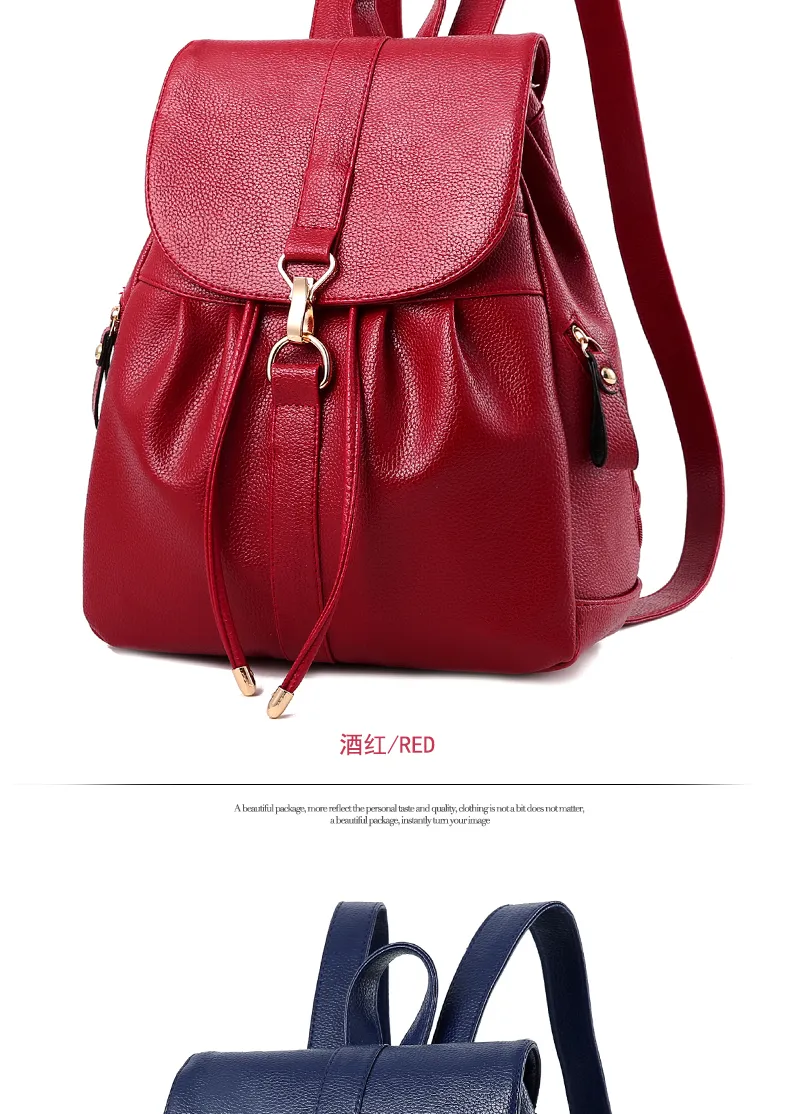 Designer PU Leather Ladies Bags Woman Handbag Backpack