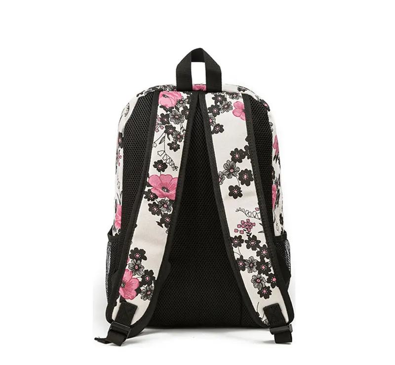 Distributor Canvas Sports Travel Leisure Flower Printed Teenager Girls Laptop Backpack