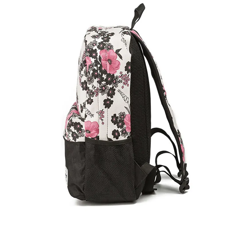 Distributor Canvas Sports Travel Leisure Flower Printed Teenager Girls Laptop Backpack