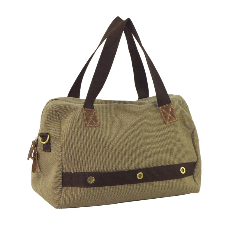 Eyelet Army Green Weekender Canvas+PU Leather Duffel Bag Zxk1027