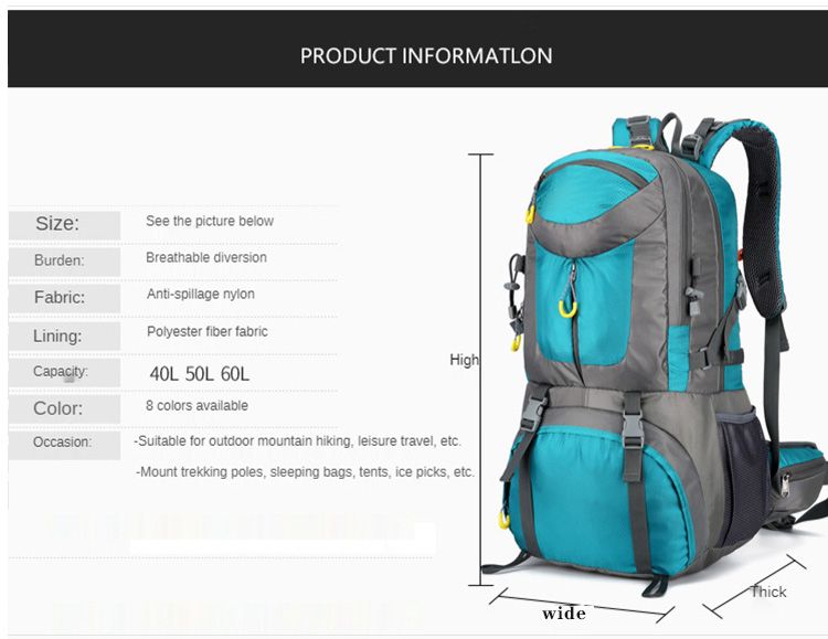 Factory Direct Outdoor Mountaineering Bag Men and Women Large Capacity Sports Backpack Camping Hiking Light Travel Bag