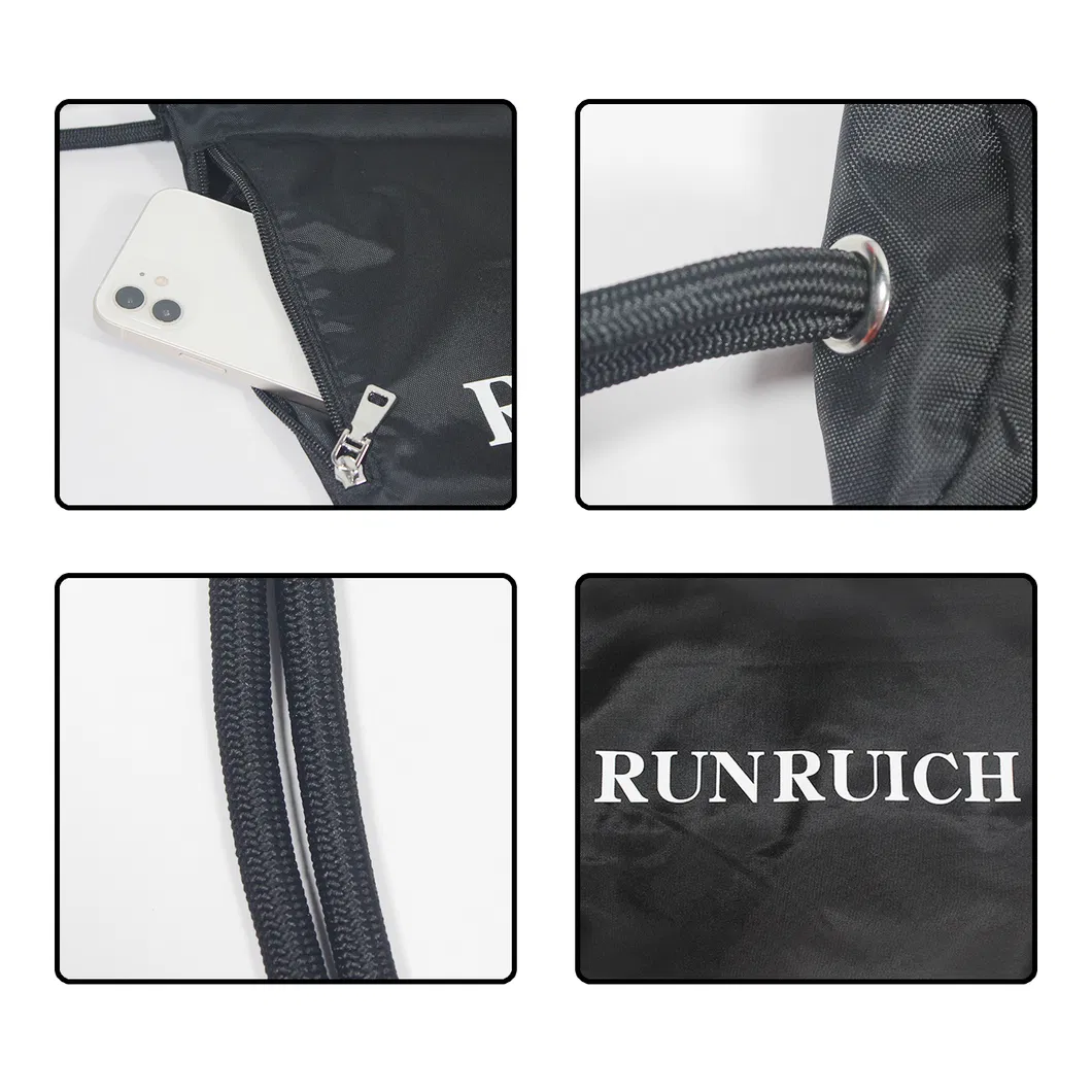 Factory High Quality Wholesaler 400d Nylon Waterproof Logo Printed Custom OEM Shoes Storage Sports Gym Shopping Travel Promotional Black Luggage Drawstring Bag