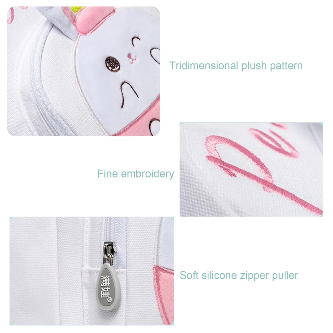 Factory White Canvas Fruit Animal Character OEM Custom Embroidery Unisex Cartoon Cute Outdoor Travel Park School Children Doll Toy Clothes Packing Kids Bag