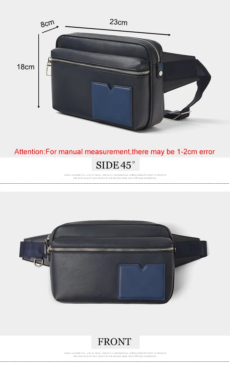 Fashion Casual Fanny Pack Black PU Leather Belt Waist Bag