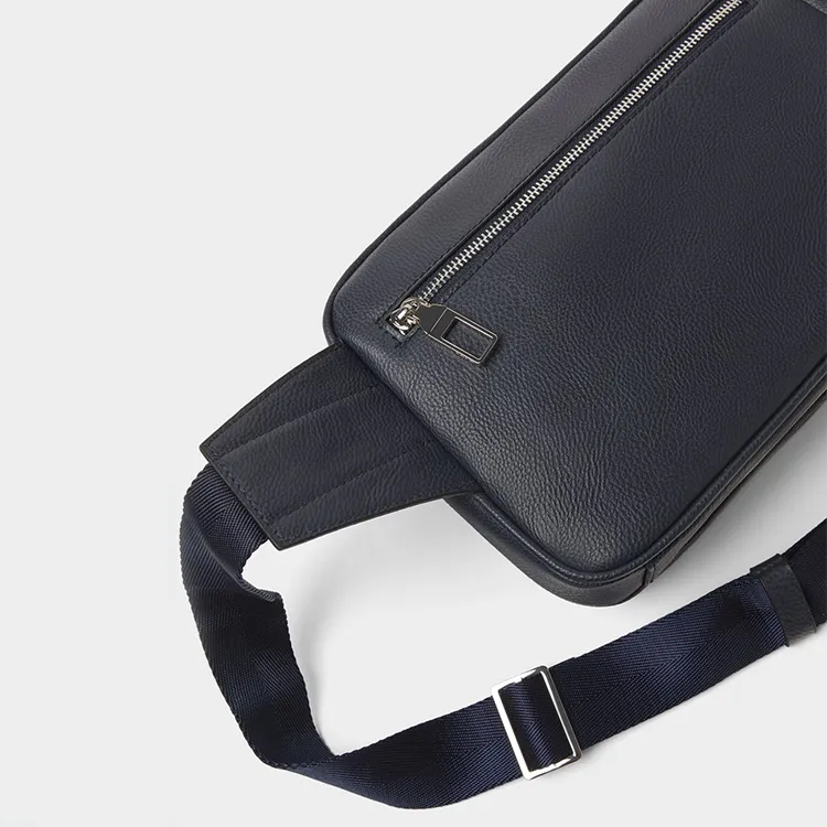 Fashion Casual Fanny Pack Black PU Leather Belt Waist Bag