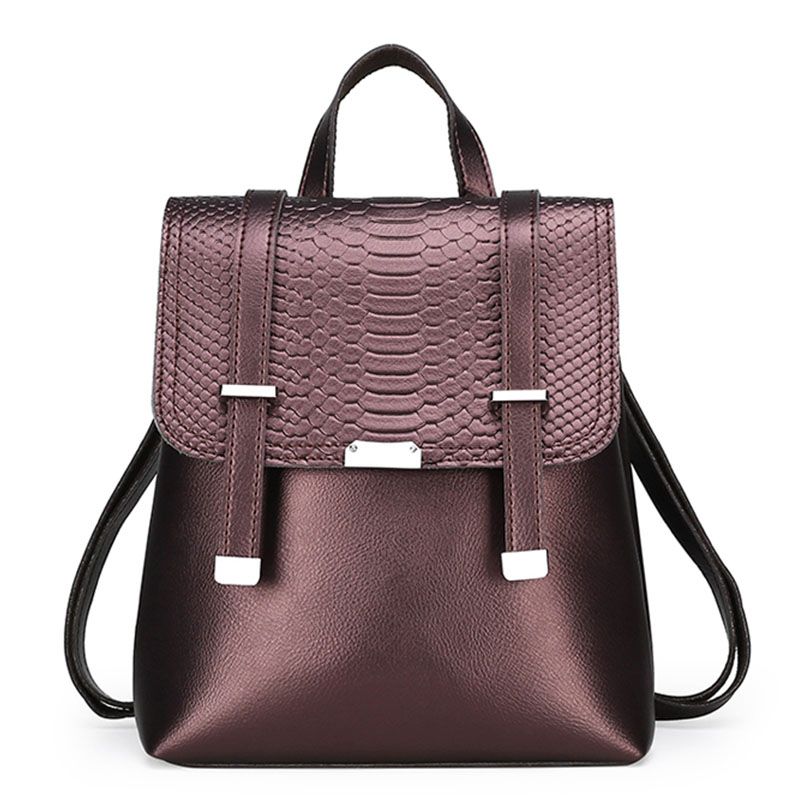 Fashion Daily Leisure Women Crocodile Pattern PU Leather Backpack