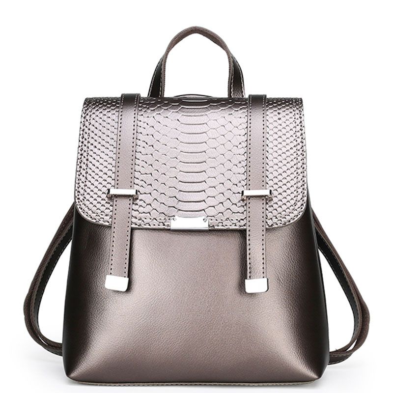 Fashion Daily Leisure Women Crocodile Pattern PU Leather Backpack