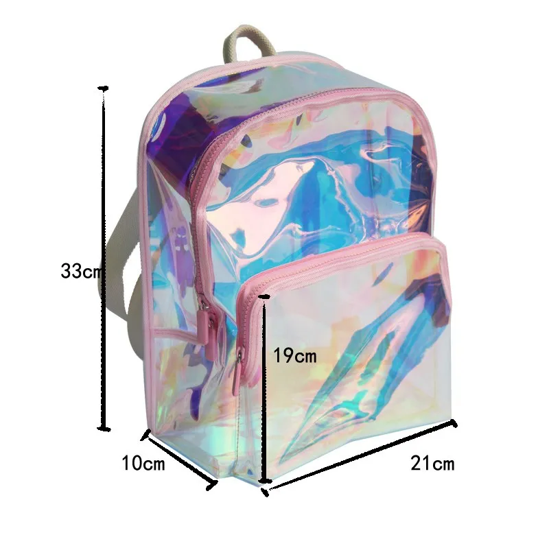 Fashion Hologram Backpack for Women PU Leather Mixed Textile Bags Traveling School Backpack