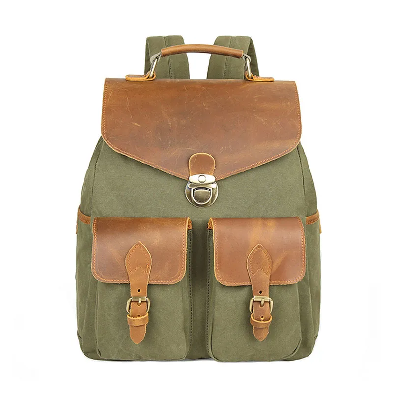 Fashion Leather Backpack Canvas School Bags for Men Backpack Military Backpack Rucksack Male Knapsack Bagpack Mochila New