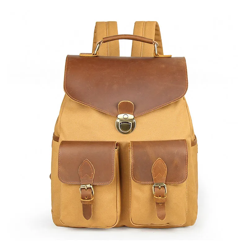 Fashion Leather Backpack Canvas School Bags for Men Backpack Military Backpack Rucksack Male Knapsack Bagpack Mochila New