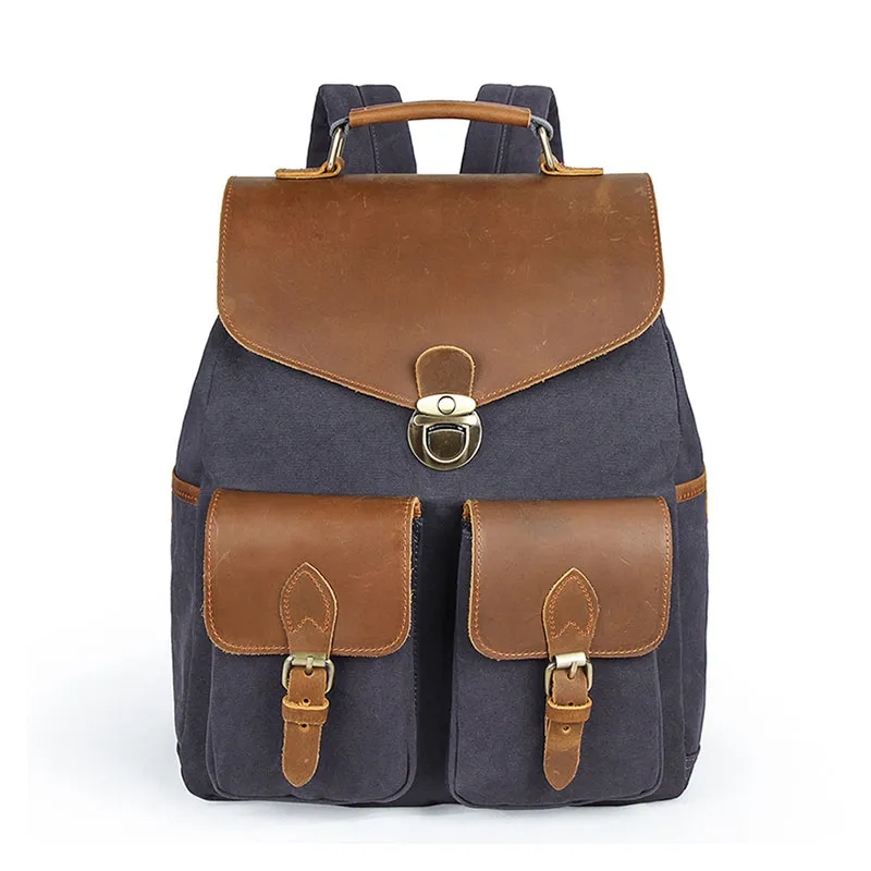 Fashion Leather Backpack Canvas School Bags for Men Backpack Military Backpack Rucksack Male Knapsack Bagpack Mochila New