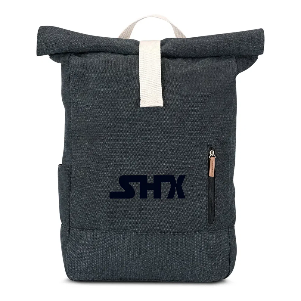 Fashion Outdoor Roll Top Backpack Rucksack School Durable Canvas Laptop Daypack Bag Casual Outdoor Travel Hiking Bag for Men Women