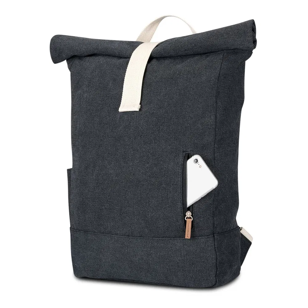 Fashion Outdoor Roll Top Backpack Rucksack School Durable Canvas Laptop Daypack Bag Casual Outdoor Travel Hiking Bag for Men Women