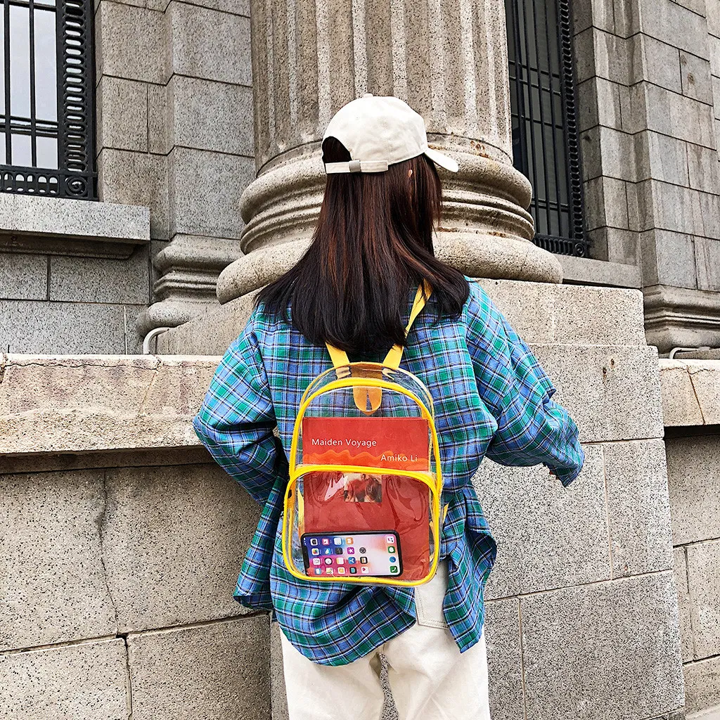 Fashion Women Backpack Transparent Versatile Student Bags High Quality Youth Leather Backpacks
