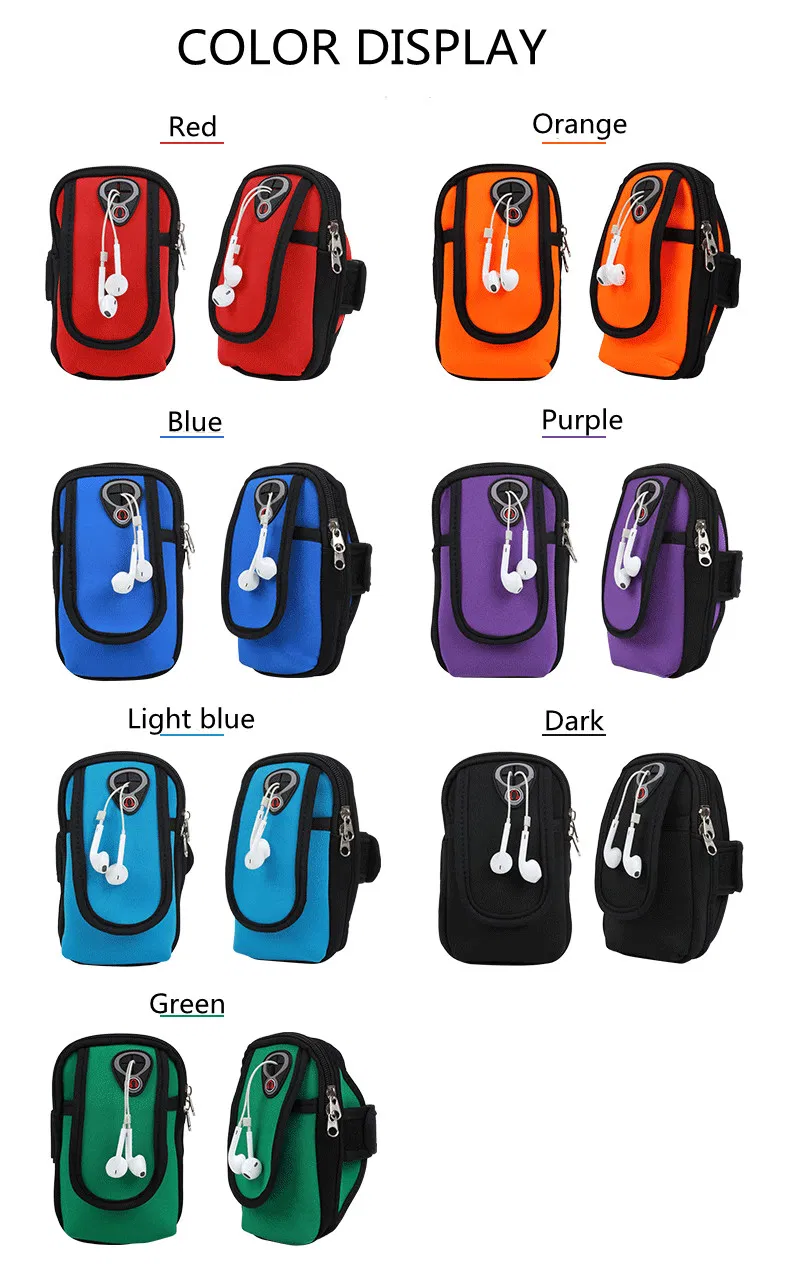 Fashionable Waterproof Phone Arm Case Brand New Neoprene Double Pockets Running Armband Arm Bag