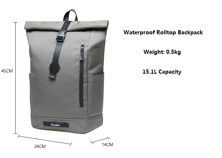 High Quality Polyester Waterproof Travel Roll Top Bag Rolling Backpack