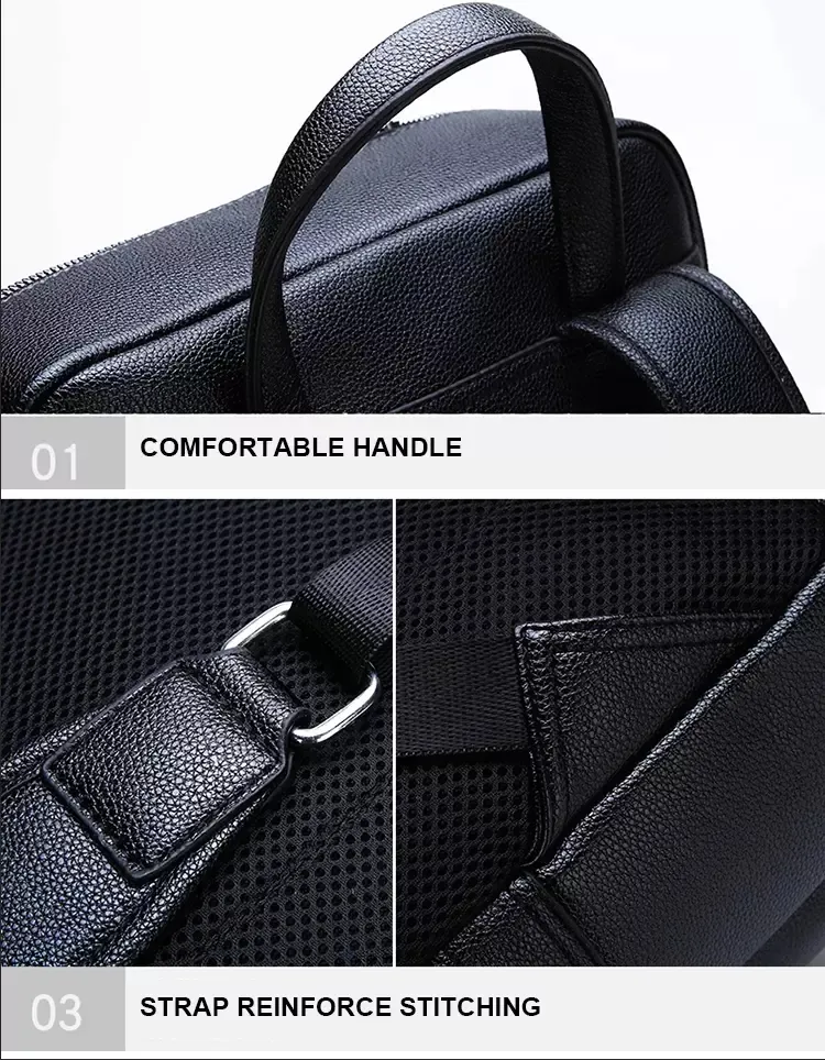 Hot Selling PU Leather School Laptop Business Backpack