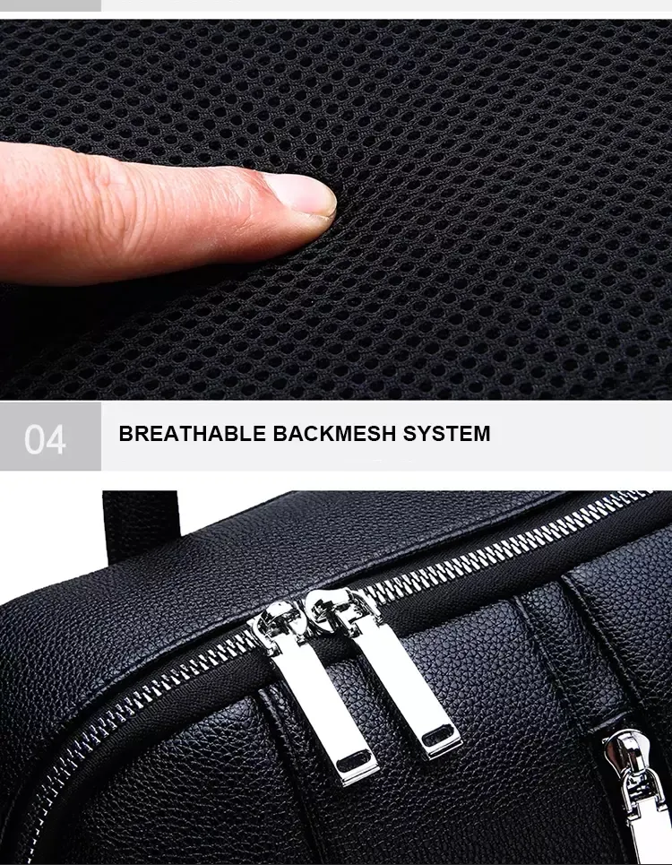 Hot Selling PU Leather School Laptop Business Backpack