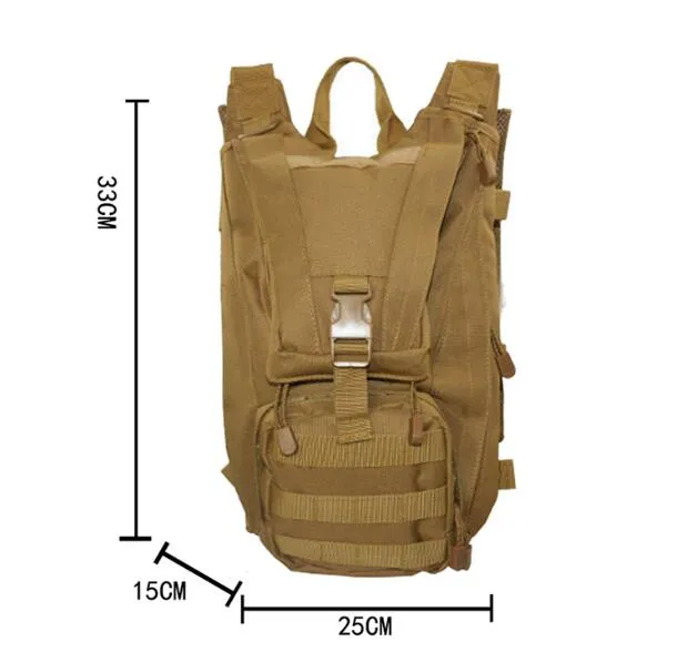 Khaki Tactical Military Army Hydration Hiking Military Water Bag Pack Hydration Backpack with 2.5L Bladder