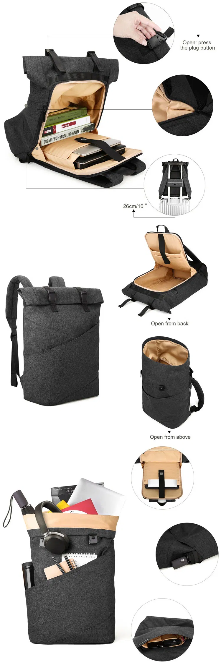 Laptop Backpack Waterproof College School Computer Bag for Women & Men Fits 15.6 Inch Laptop and Notebook