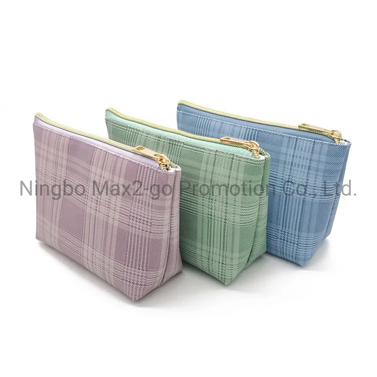 Large Capacity Grid Dumpling Cosmetic Case Wash Bag Portable Simple Storage Bag