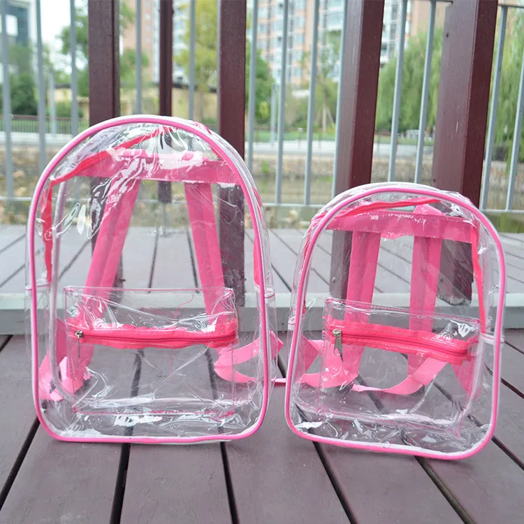 Large Transparent PVC Children Backpack Green Transparent Bag